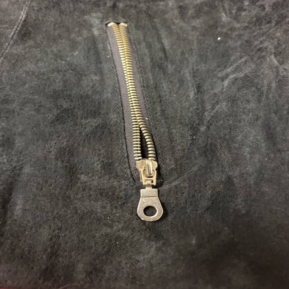 Ashley Stewart Womens Jacket Size‎ 22 Black Suede Leather Stripe Detail Moto - Picture 8 of 16